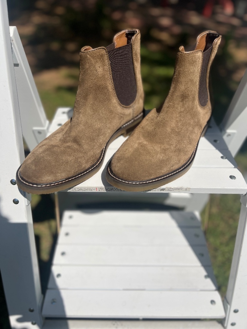 Clark's  Jaxen Chelsea Taupe Suede boot, Size 7  Ankle Pull-On ~ EUC